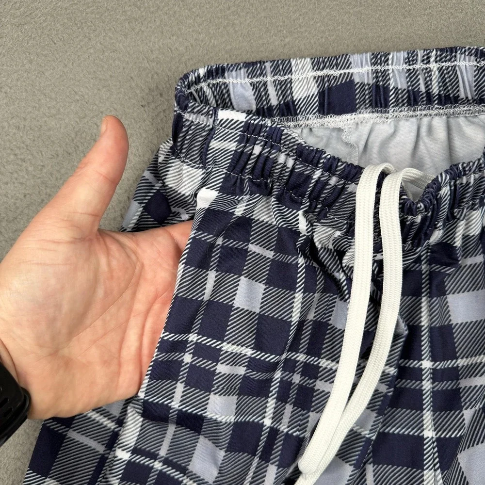 San Ramon Valley Thunderbirds Pants Mens XS Blue Football Plaid Sleep Drawstring